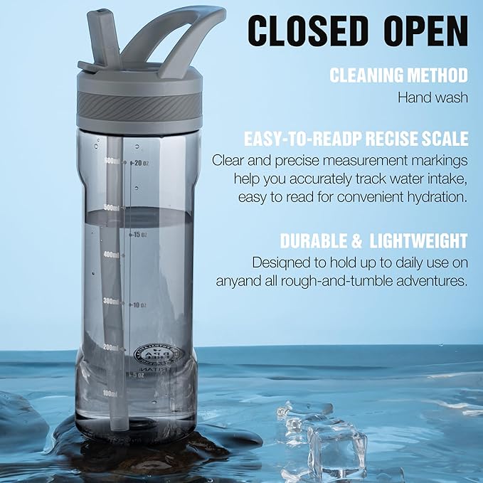 OLDLEY 20 kids Water Bottle with Straw,Tritan BPA-Free,Leak-Proof Design for Travel, Home, School, Grey