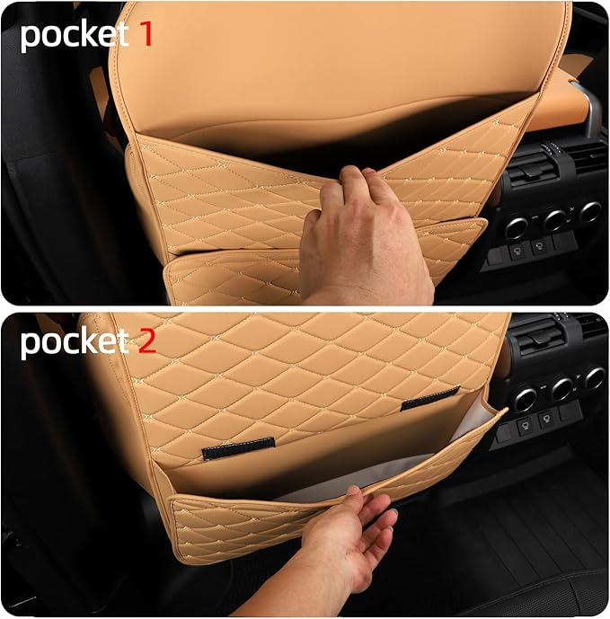 TAIKOO Seat Back Protector + Large Capacity Pocket Storage Organizer,Preventing the Impact of Children Stepping on the Seat Backrest (Orange)
