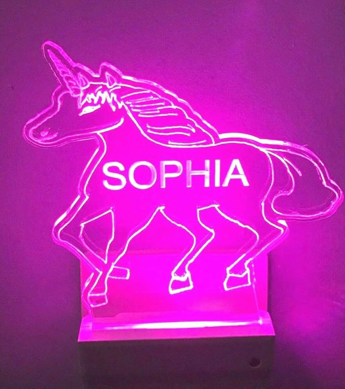 MIRROR MANIA Night Light Multi Color Personalized LED Plug-in Ultra-Slim Touch Night Light Smart Dusk to Dawn Sensor Kids Children's Bedroom Kitchen Bathroom Hallway Play Room Variations (Unicorn)