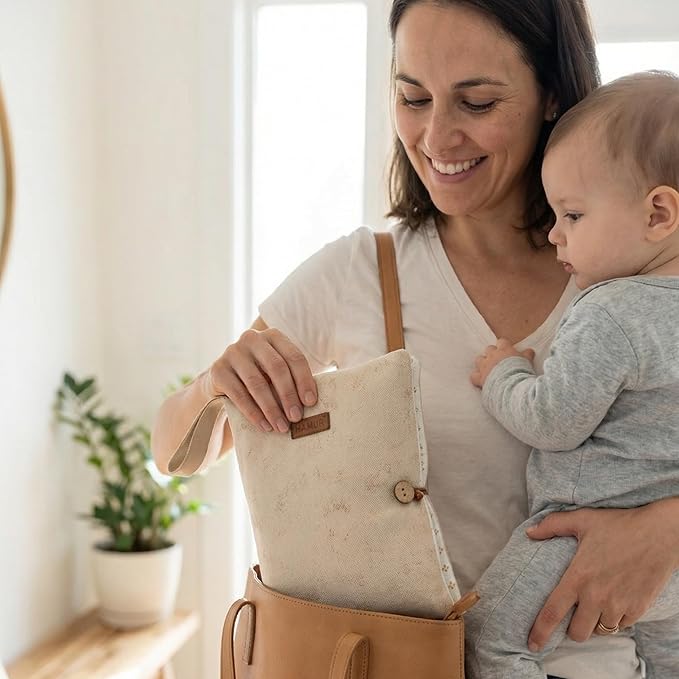 HAMUR Baby Diaper Bag Organizer – Travel-Friendly, Compact & Foldable | Stroller Pouch for Newborn Essentials – Must-Have for Boys & Girls (Solid Beige)
