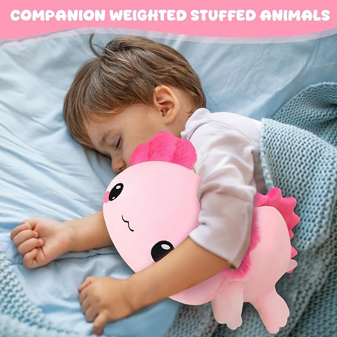 TOYSYM Weighted Stuffed Animals, 1.6 lbs Axolotl Stuffed Animal with Weighted Beads, Cute Plush Toy Pillow Gifts for Adults Kids Boys Girls