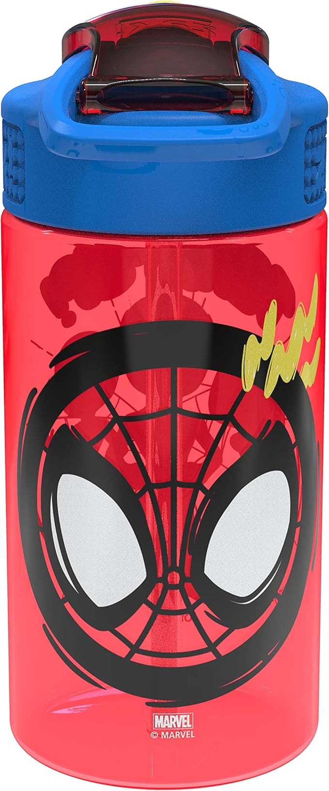 Zak Designs Marvel Spider-Man Kids Water Bottle with Spout Cover and Carrying Loop, Durable Plastic, Leak-Proof Water Bottle Design for Travel (16 oz, 2-Pack, Spidey and His Amazing Friends)