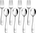 LIANYU 8 Pieces Toddler Utensils, Stainless Steel Kids Silverware Set, Food Grade Toddler Fork and Spoon Sets, Metal Kids Cutlery Set with Cute Pattern, Dishwasher Safe