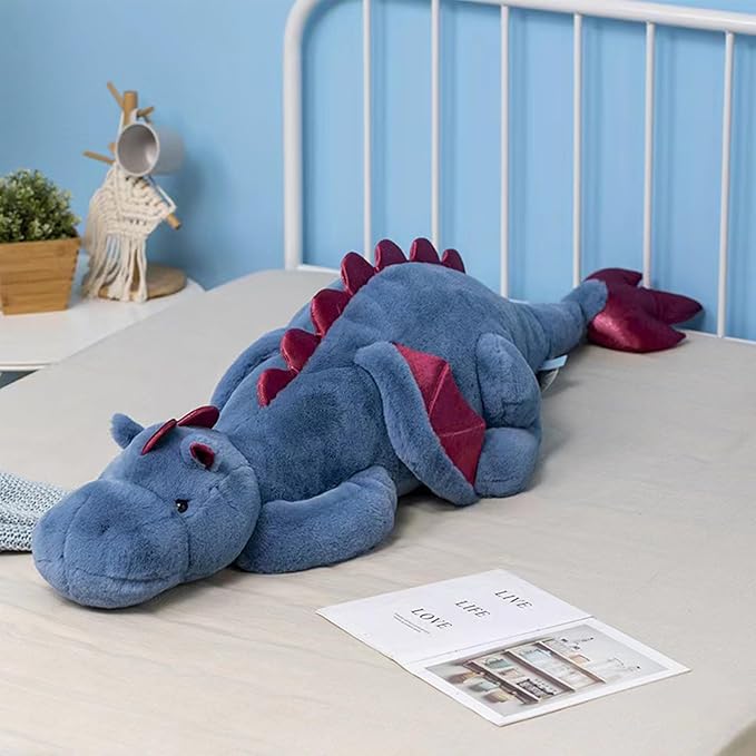 Pterosaur Stuffed Animal with Wings - Cute Soft Dinosaurs Plush Toys Little Flying Dragon Plushies Pillow Doll Christmas Birthday Gifts for Kids Boys Girls (Blue,51.18inch/130cm)