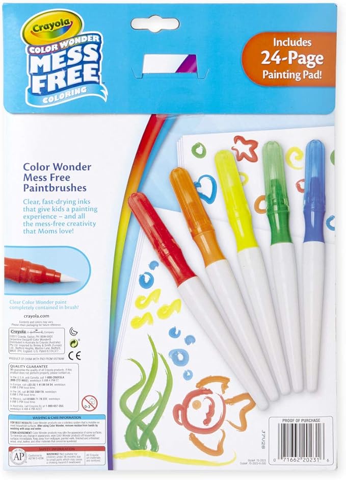 Crayola Color Wonder Paintbrush Pens & Paper, Mess Free Coloring for Toddlers, Painting Set, Toddler Arts & Crafts, Kids Gift, 6 Piece Set (Pack of 2)