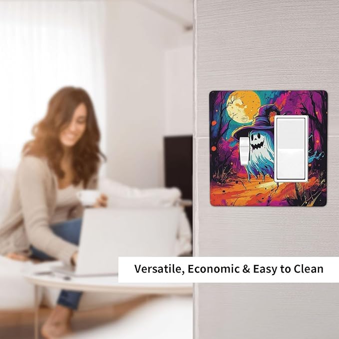 Outlet Covers Ghost Colorful Forest Moon Dead Tree 1 Toggle 1 Rocker Combination Decorative Wall Plate Electrical Switch Plates Light Switch Cover Plate For Nursery Kids Room Decor