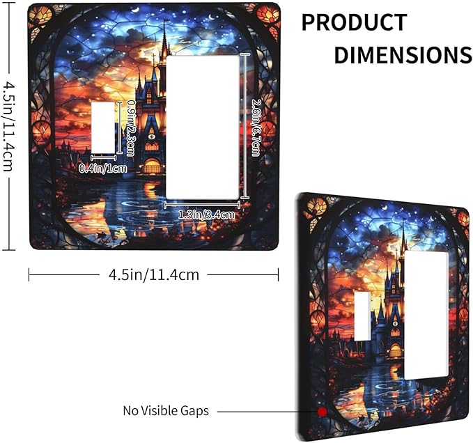 Medieval Fantasy Castle Magic Academy Outlet Covers 1 Toggle 1 Rocker Combination Decorative Wall Plate Electrical Switch Plates Light Switch Cover Plate for Kids Room Bedroom Decor