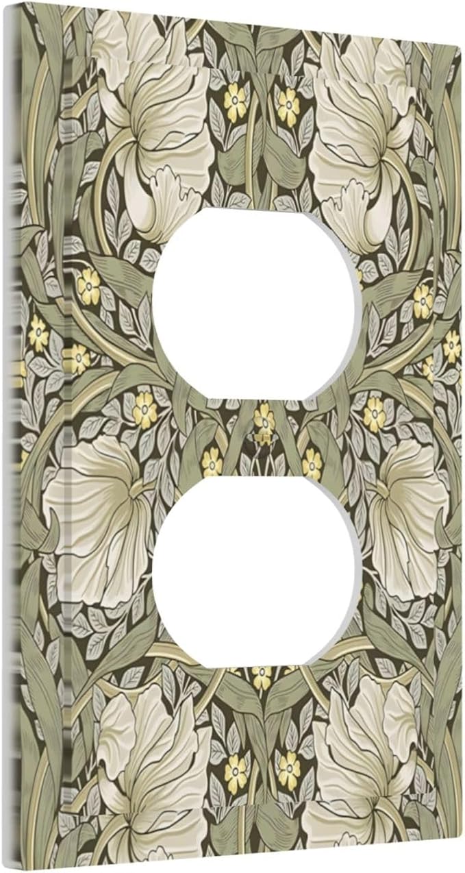 William Morris Pimpernel Flowers Plant Floral Outlet Covers 1 Gang Duplex Light Switch Cover Decorative Switch Plates Electrical Receptacle Faceplate Wall Plate for Farmhouse Living Room Decor
