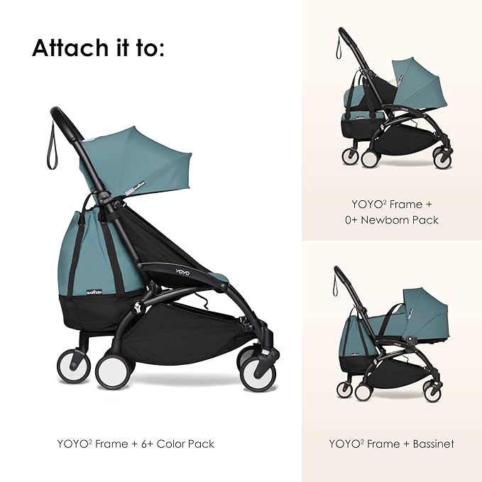 Stokke BABYZEN YOYO Bag, Aqua - Provides Additional, Sturdy Storage on The YOYO2 Stroller - Includes Wheel Base & Hooks