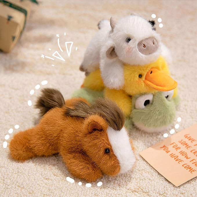PEACH CAT Horse Stuffed Animal 7.8" Cute Plushies Small Plush Toys Gifts for Kids Brown