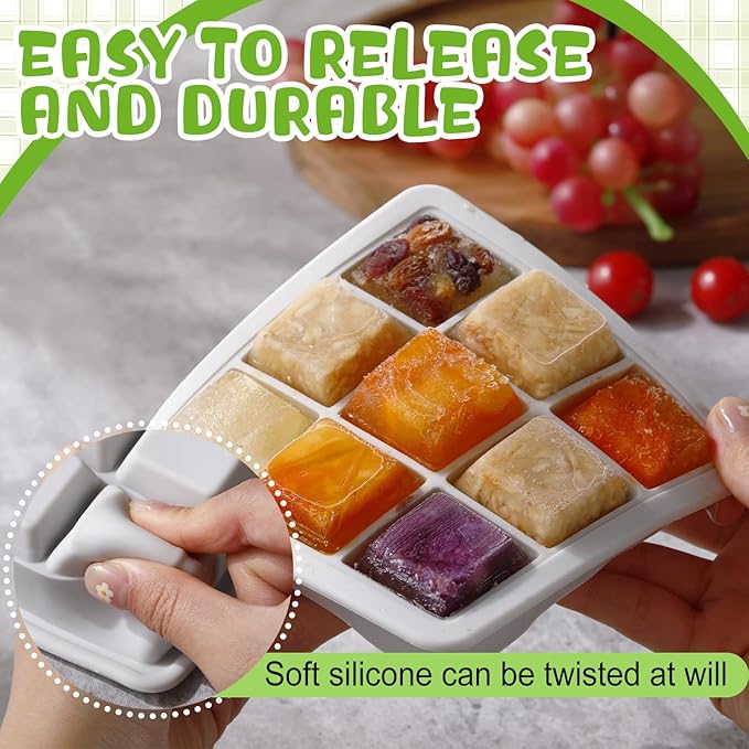Rtteri Silicone Baby Food Freezer Storage Containers Tray with Lids Breast Milk Freezer Containers for Baby Food Fruit Purees