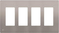 ENERLITES Elite Series Screwless Decorator Wall Plate Child Safe Outlet Cover, Gloss Finish, Size 4-Gang 4.68" H x 8.30" L, Unbreakable Polycarbonate Thermoplastic, SI8834-BNK, Brushed Nickel