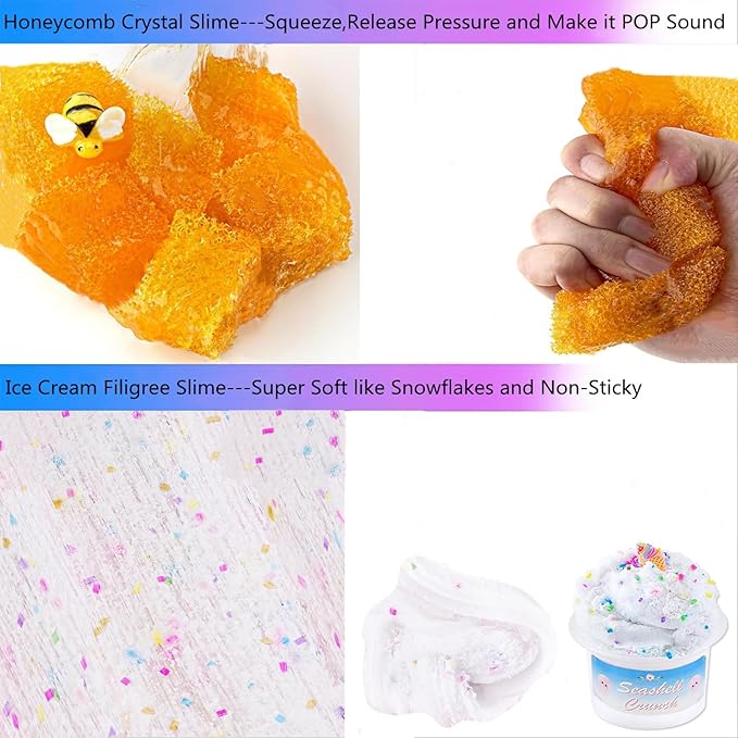 Crunchy Slime Set 12 Packed for Kids,Super Soft and Non-Sticky Stress Relief Clear Slime Toy,DIY Butter Slime Party Favor for Girls & Boys Party Favors Red Slime Totally 25OZ (Type 6)