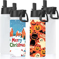 Volhoply 18oz Insulated Water Bottle Bulk 4 Pack,Kids Stainless Steel Water Bottles with Straw Lid,Wide Mouth Reusable Metal Bottle,Double Wall Vacuum Sports Flask For Cold Drink(Sublimation,4 Set)