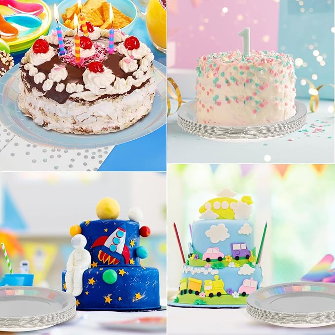 200 pieces of silver party supplies, disposable tableware set, silver paper plates, cups, napkins, plastic knives, forks and spoons, for 25 people