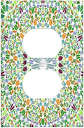 Mandala Flower Abstract Round Mosaic Floral Outlet Covers 1 Gang Duplex Light Switch Cover Decorative Switch Plates Electrical Receptacle Faceplate Wall Plate for Bedroom Living Room Decor