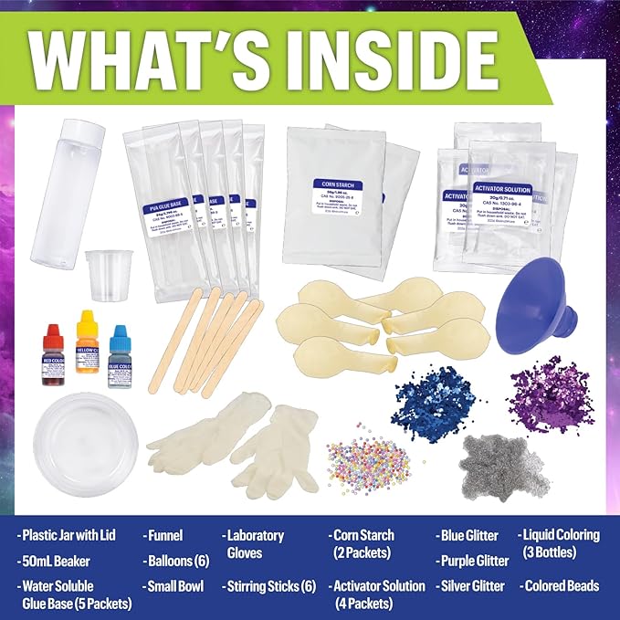 NOVA Squishy Ball Lab by MindWare – Make Your Own Slime & Oobleck Stress Balls, Explore Polymers & Non-Newtonian Fluids, Hands-On STEM Chemistry Kit for Kids, Ages 8+