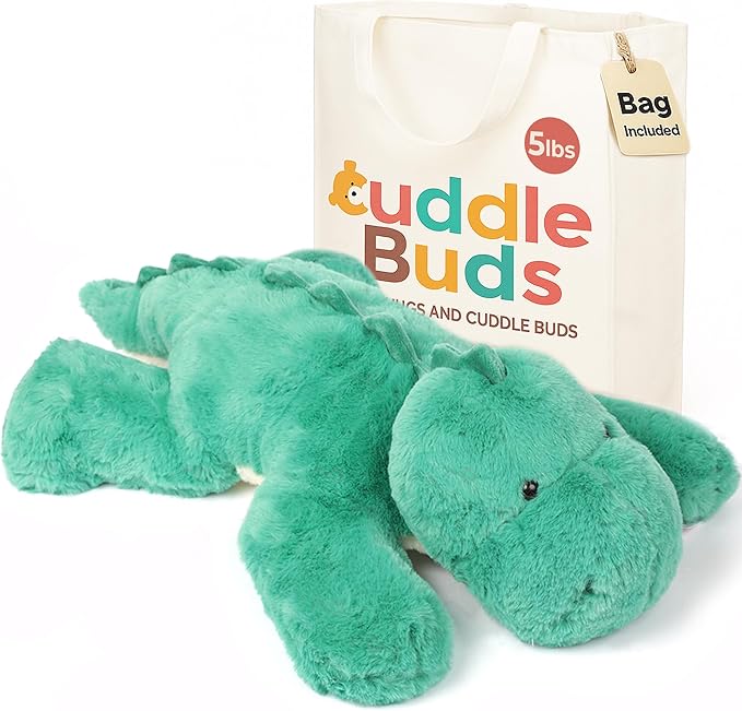 Cuddle Buds 5lbs Weighted Dinosaur Stuffed Animal for Sensory Needs, 20'' Plush Dino, Weighted Stuffed Animals for Adults, Soft Dinosaur Toy