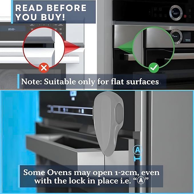 BABY PROOF ME Oven Lock Child Safety, 1 Pack, Oven Door Lock Child Safety, Oven Baby Proofing, Heat-Resistant, Durable & Easy to Install Oven Safety Locks for Toddlers, Baby Proof Oven (Grey)