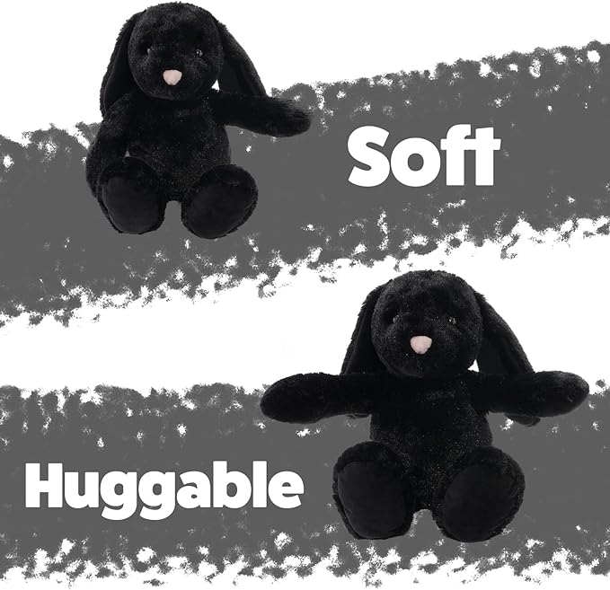 WEIGEDU Black Bunny Stuffed Animal Plush Toy with Floppy Ears, 17.7 Inch Soft Plush Rabbit Cuddle Buddy for Nursery Decor, for Boys and Girls