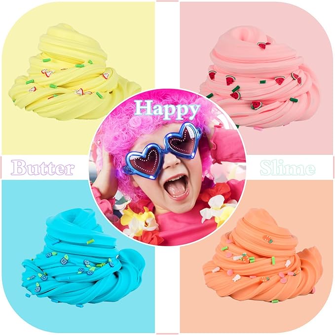50 Packs Mini Butter Slime, Scented Slime Party Favors, Soft & Non-Sticky, Stress Relief Fidget Toys and Gift for Kids Easter Basket Stuffers Exchange Prizes