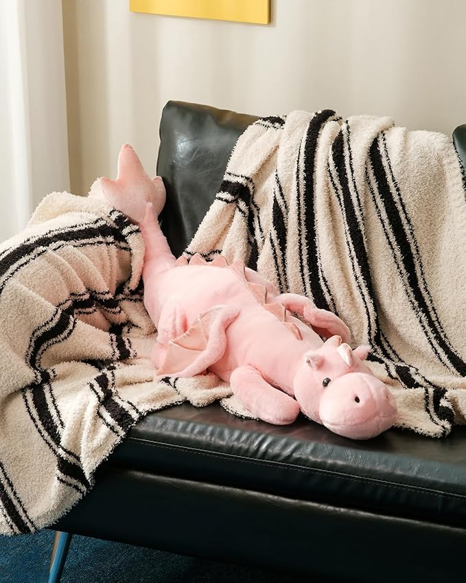 35.4" Weighted Dragon Plush Toy, 5lb Weighted Stuffed Animals, Silent Glass Beads Large Dragon Pillow for Sensory Relaxation for Kids and Adults, for Bedtime & Lounging