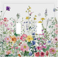Decorative Switch Plates Boho Colorful Flowers Plant Rustic Wildflower 2 Gang Double Toggle Outlet Light Switch Cover Wall Plate Electrical Faceplate for Bed Room Bathroom Decor