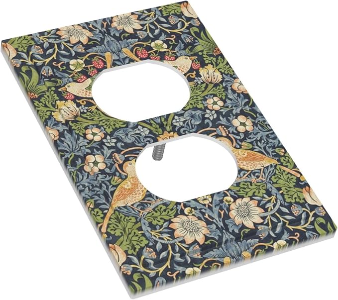 Outlet Covers Morris Strawberry Thrush Birds Colorful Plants 1 Gang Duplex Light Switch Cover Decorative Switch Plates Electrical Receptacle Faceplate Wall Plate For Bed Room Living Room