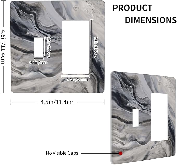 Grey And White Marble Abstract Art Print Outlet Covers 1 Toggle 1 Rocker Combination Decorative Wall Plate Electrical Switch Plates Light Switch Cover Plate for Bathroom Kitchen Decor