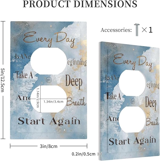 Decorative Outlet Covers Motivational Quotes Blue Abstract Texture 1 Gang Duplex Light Switch Cover Plate Unique Wall Plates for Electrical Outlets Switch Plate Covers for Home Decor