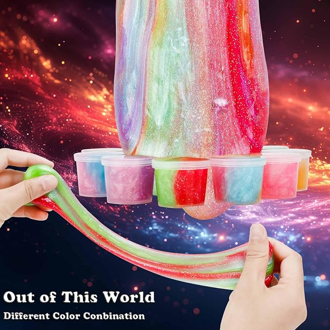 Slime Party Favors, 36 Pack Galaxy Slime Pack, Pretty Stretchy, Non-Sticky Slime Kit for Girls Boys Kids Christmas Stocking Stuffer, Goodie Bag Stuffer, Easter Basket Stuffers,Classroom Reward