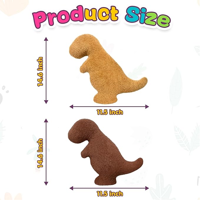 Andywoo Dino Nuggets Chicken Pillow Plush, Dinosaur Chocolate Pillow Stuffed Animals Plush Toy for Funny Birthday Gifts for Boy and Girl, Dinosaur Gifts for Kids Teens and Adults (2 Pack, Small)
