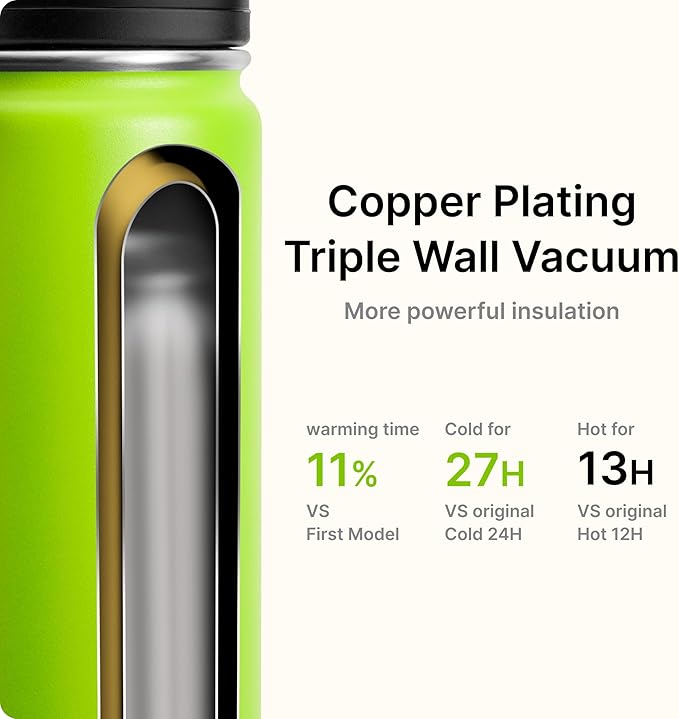 12 oz Water Bottle for Kids Stainless Steel Vacuum Insulated Wide Mouth Sports Water Bottle-Small Metal Water Flask for Girls Boys, BPA-Free(Apple Green)