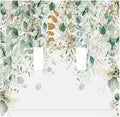 Gold Green Eucalyptus Leaves Plants Flowers Floral Decorative Switch Plates 2 Gang Double Toggle Outlet Light Switch Cover Wall Plate Electrical Faceplate for Bedroom Living Room Decor