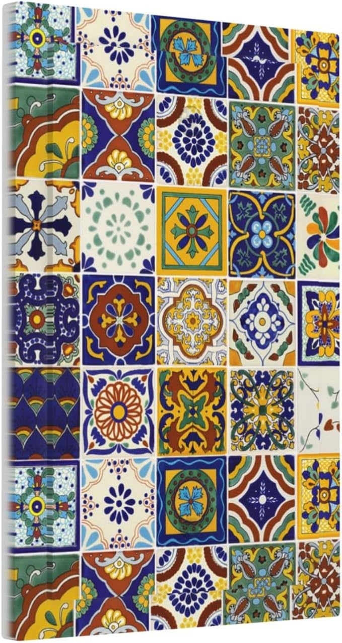 Decorative Kitchen 1-Gang No Device Blank Wallplate Yellow Mexican Moroccan Tile, Electrical Talavera Vintage Mexico Mosaic Style Unused Blank Device Receptacle Outlet Covers Light Switch Cover