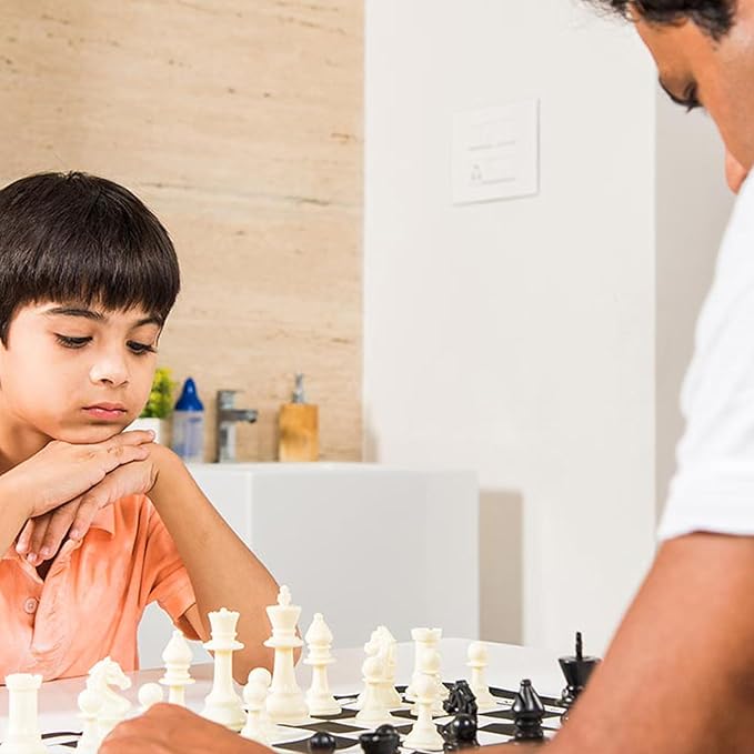 Ankit Toys & Games Black & White Chess Set – Durable, Portable Strategy Game for Kids & Adults Age 6+ Perfect for Family, Parties, Travel, and Gifting (Board Size 38 * 38 Cm)