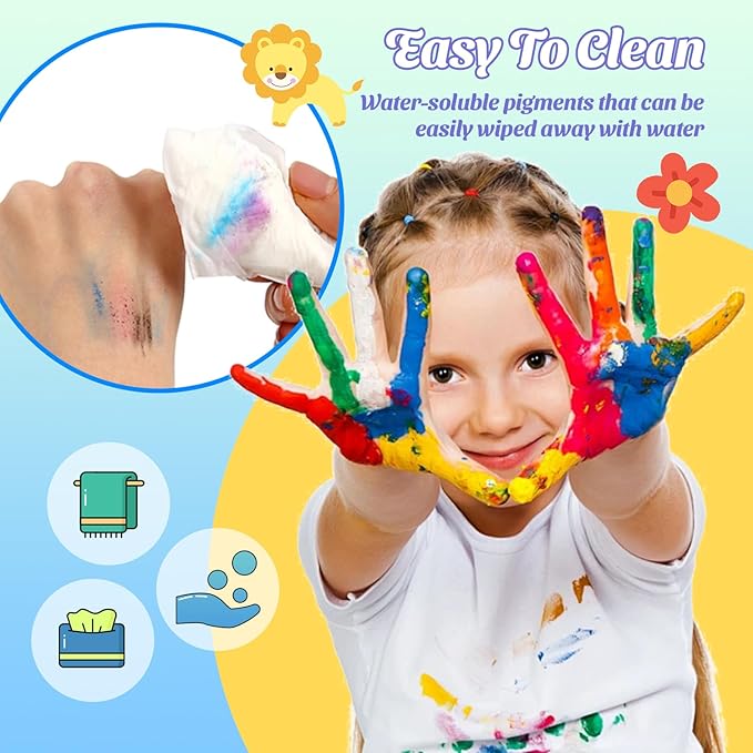 Finger Paint Coloring Book for Kids, Hardcover Travel Finger Paint Kit Include 12 Colors Ink Pad Finger Painting Activity Book, Portable Sensory Activity Develops Creativity, Travel Busy Book for Kids -Ocean World