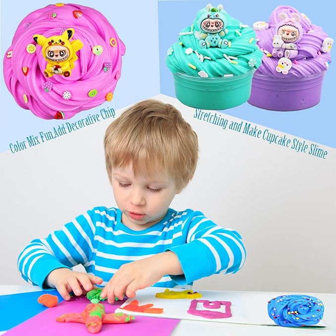 12 Packs Butter Slime Kit, Super Soft, Non-Sticky Stress Relief Toy, Party Favors and Birthday Gift for Boys and Girls