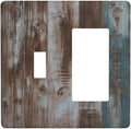 Vintage Blue Brown Wood Grain Outlet Covers 1 Toggle 1 Rocker Combination Electrical Switch Plates Light Switch Cover Plate Decorative Wall Plate for Bedroom Farmhouse Decor