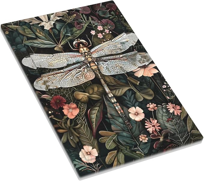 Vintage Dark Green Dragonfly Flowers Floral Botanical Light Switch Cover Plate 1 Gang No Device Blank Electrical Wall Plates Faceplate Decorative Switch Plate Covers for Farmhouse Home Decor