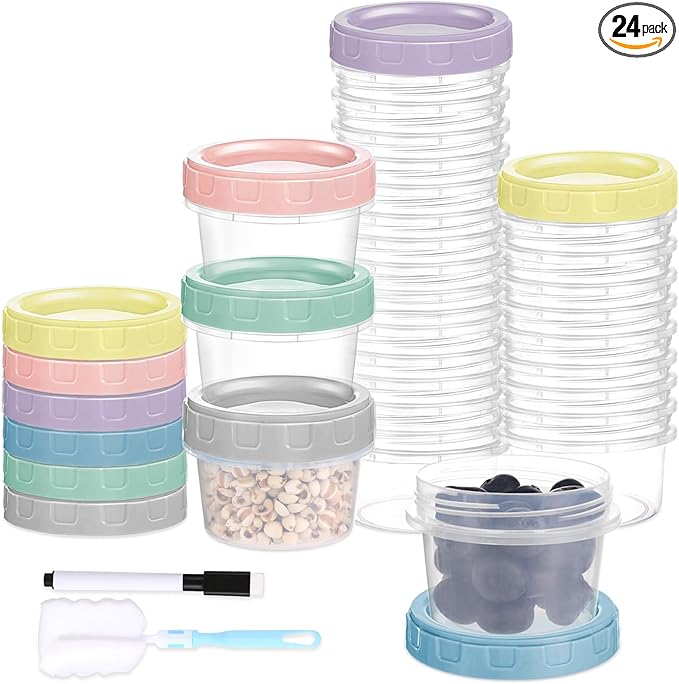 Yomarket 24pcs 2 oz Salad Dressing Container To Go Small Sauce Containers with Lids, Reusable Condiment Cups for Lunch Box, Leakproof, Freezer, Microwave & Dishwasher Safe