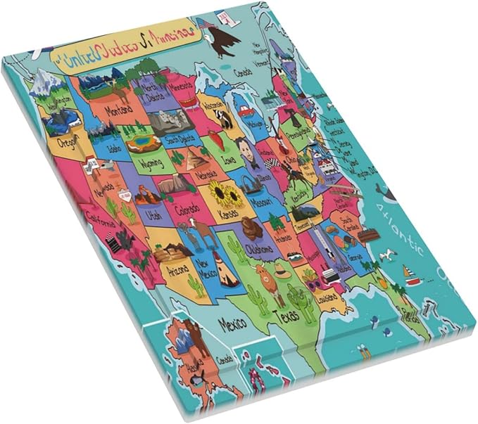 American Map 1 Gang Light Switch Cover No Decive Blank Wall Plate Decorative for Teen Kids Boys Bathroom Home Bedroom Art Panel Decorate 5" x 3