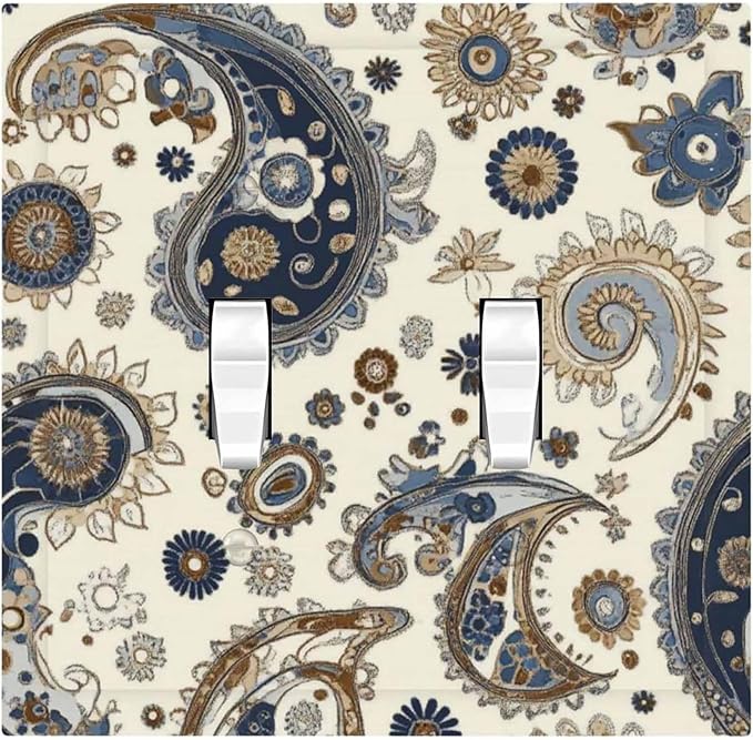 Decorative Switch Plates Doodle Style Floral Abstract Teardrop 2 Gang Double Toggle Outlet Light Switch Cover Wall Plate Electrical Faceplate For Bed Room Living Room Decor