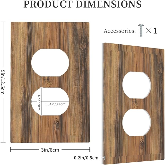Outlet Covers Vintage Rustic Country Brown Wood 1 Gang Duplex Light Switch Cover Decorative Switch Plates Electrical Receptacle Faceplate Wall Plate For Farmhouse Cabin Decor