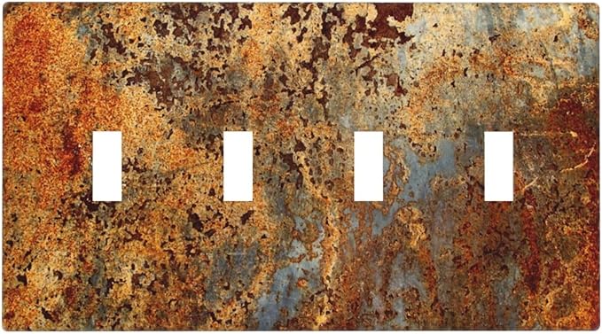 Rust Old Rusty Copper Rustic 4 Gang Quad Toggle Device Light Switch Cover Decorative Wall Plate Decorative Electrical Faceplate Outlet Cover