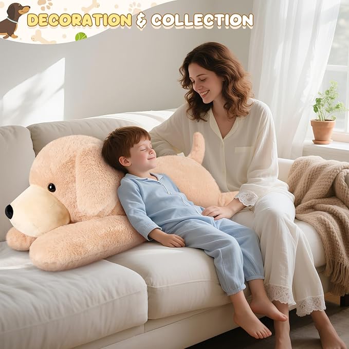 SuzziPals 43 inch Golden Retriever Giant Dog Stuffed Animal, Lifelike Jumbo Dog Plush for Stress Relief & Companion, Extra Soft Large Stuffed Animals, Big Plushies Gifts for Kids Adults