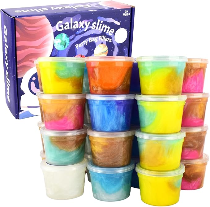 Galaxy Slime Kit 40 PCS, Kids Party Favors, Gift Exchange, Non-Sticky, Non-Toxic and Mess-Free, Goodie Bag Stuffers, Sensory Toys for Boys Girls, (8 Style)