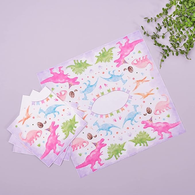 WERNNSAI Girl Dinosaur Party Decorations - 48 PCS Dinosaur Plates and Napkins Pink Dino Birthday Decorations Dino Party Plates Tableware for Kids Birthday Baby Shower Decorations Serves 16 Guests