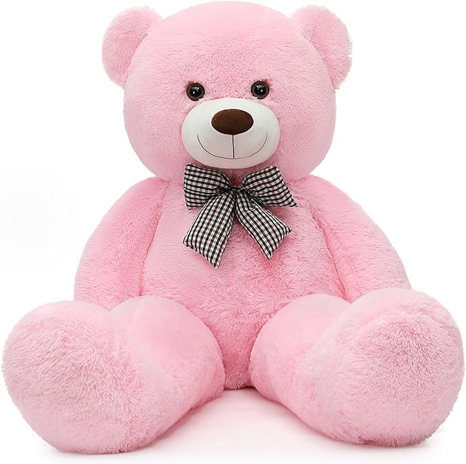 MorisMos Pink Giant Teddy Bear 4 Feet, Lovely 47inch Classic Stuffed Animals Plush, Daughter Girlfriend Birthday Gift for Lover, Party Favor
