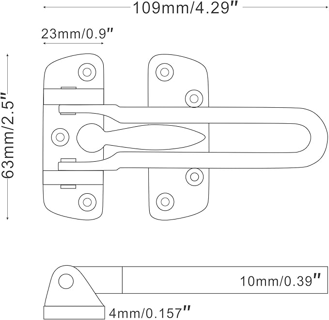 Earl Diamond Door Lock Latch for Home Security - Swing Bar Door Guard for Front and Inside Door, Safety Childproof Reinforcement Door Stopper for Kids Home Hotel Apartment,Stainless Steel Satin Nickel
